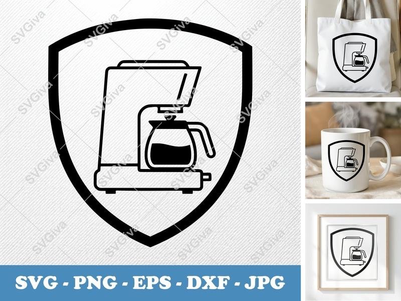 Coffee Maker SVG | Modern Clean Design, Carafe filled | PNG EPS DXF for Cricut Silhouette
