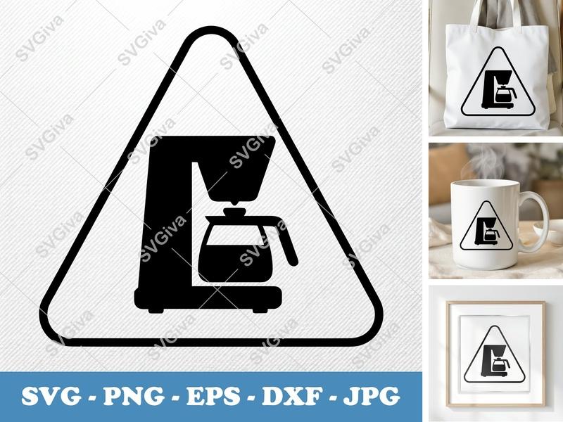 Coffee Maker SVG | Modern Clean Icon | PNG EPS DXF | Cricut Silhouette Cut File | Kitchen Appliance Vector