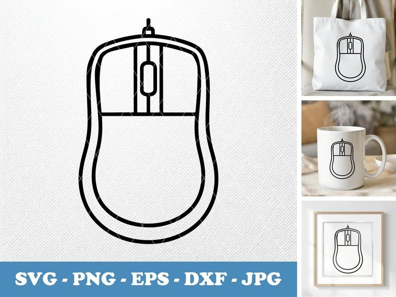 Computer Mouse classic svg icon | Double Outline, Basic Shapes, Low Detail | SVG PNG EPS DXF for Cricut Silhouette