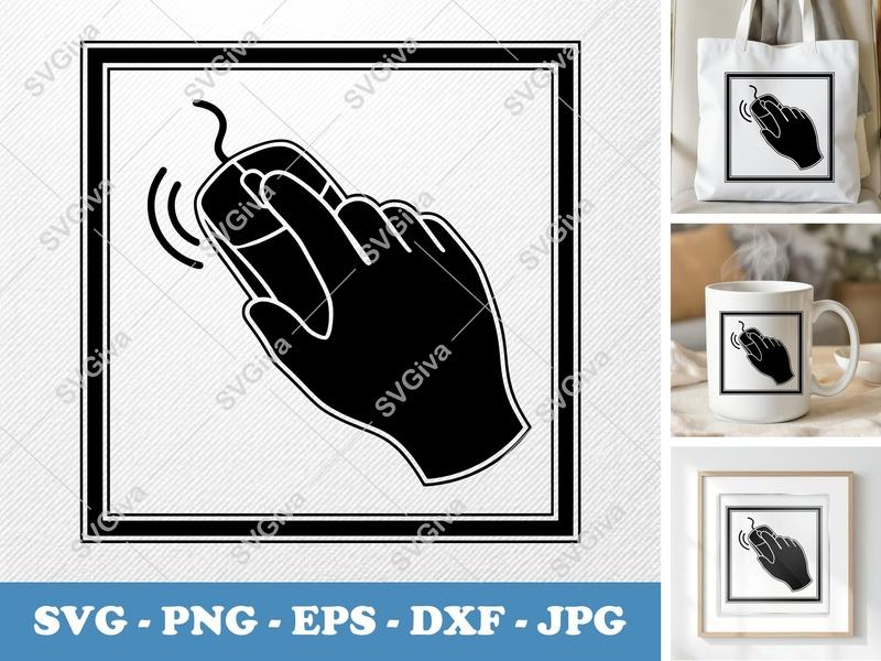 Computer Mouse SVG, Hand Clicking Mouse, Modern Clean Design, PNG EPS DXF | Cricut Silhouette Cut File