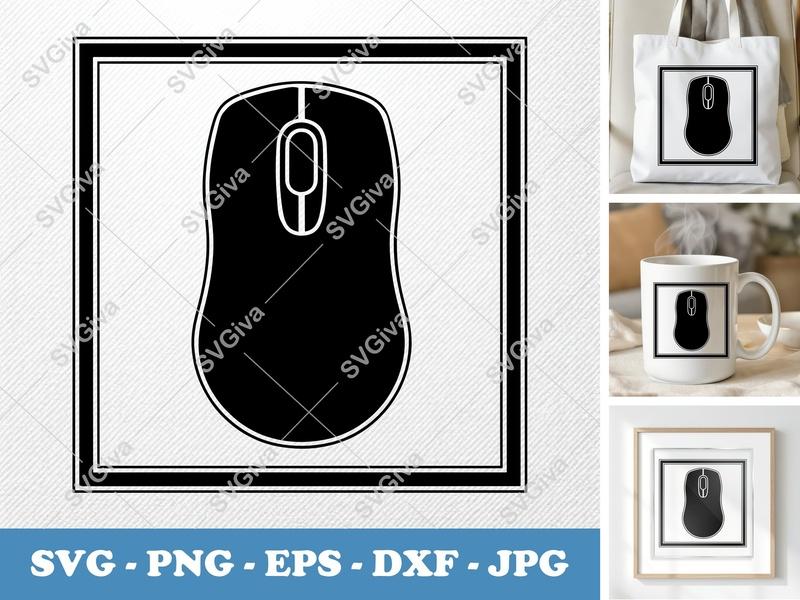 Computer Mouse SVG | Modern Clean Design, Digital Download | PNG EPS DXF | Cricut Silhouette Cut File