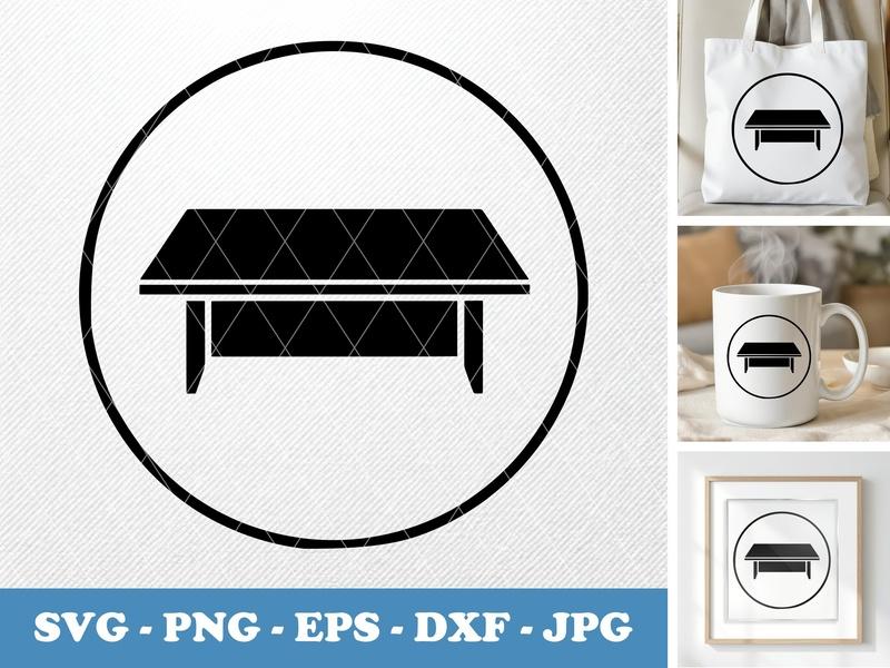 Conference Table classic svg icon | Minimal Desk Clipart, Office Furniture SVG, PNG, EPS, DXF for Cricut & Silhouette