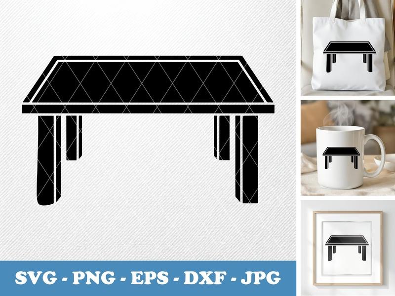 Conference Table classic svg icon | Solid Black Fill, White Contour | SVG, PNG, EPS, DXF | Cricut, Silhouette Cut File