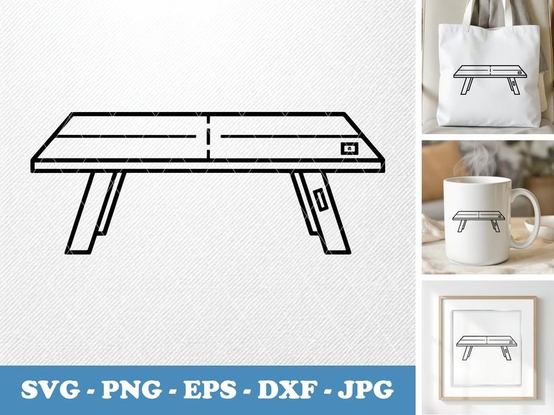 Conference Table in side view profile | Double Outline SVG, Clean Line Art PNG, EPS, DXF | Cricut & Silhouette Cut File