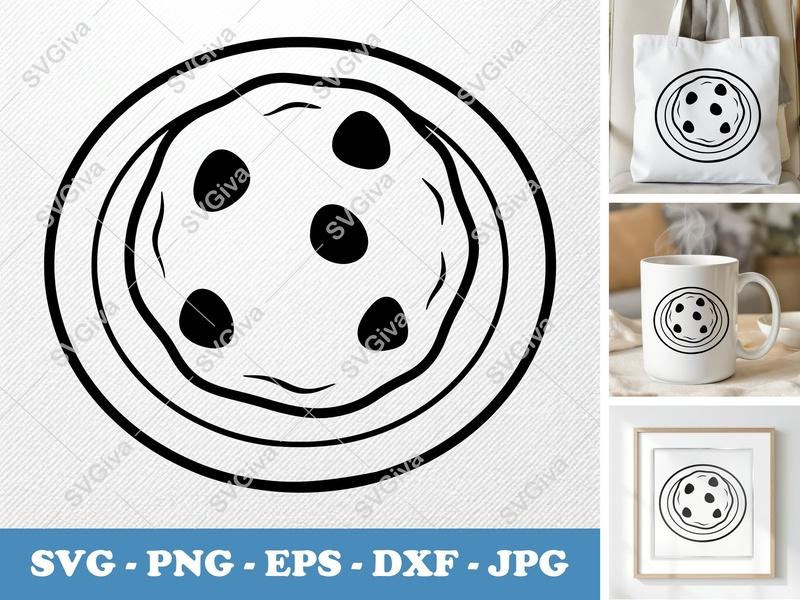 Cookie on Plate SVG | Puffy, Pillow-Soft Cookie Design | PNG DXF EPS | Cricut Silhouette File