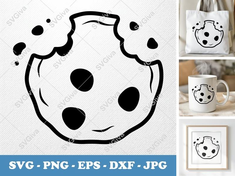 Cookie partially eaten SVG | Puffy Soft Shapes PNG DXF EPS | Cricut Silhouette File