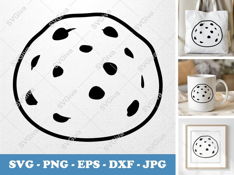 Cookie SVG | Fresh Chocolate Chip Cookie PNG DXF EPS Cricut Silhouette