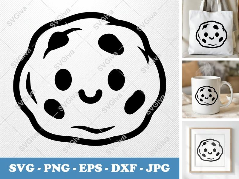 Cookie with Smiling Face SVG PNG DXF EPS | Snack Food Cut File for Cricut Silhouette