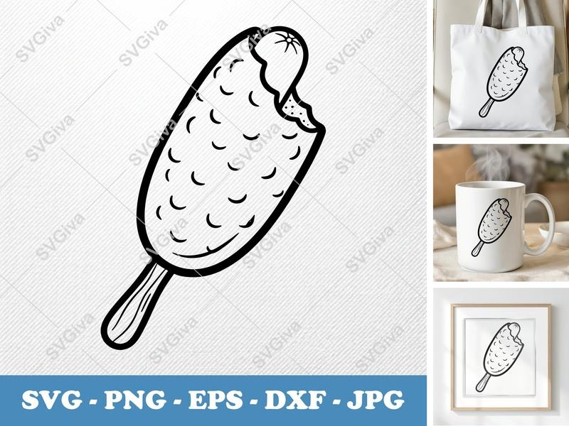 Corn Dog Partially Eaten SVG PNG DXF EPS Cut File for Cricut Silhouette