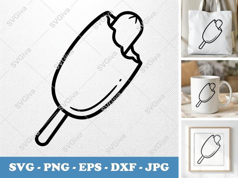 Corn Dog Partially Eaten SVG PNG DXF EPS | Food Cut File Cricut Silhouette | Puffy Snack Vector