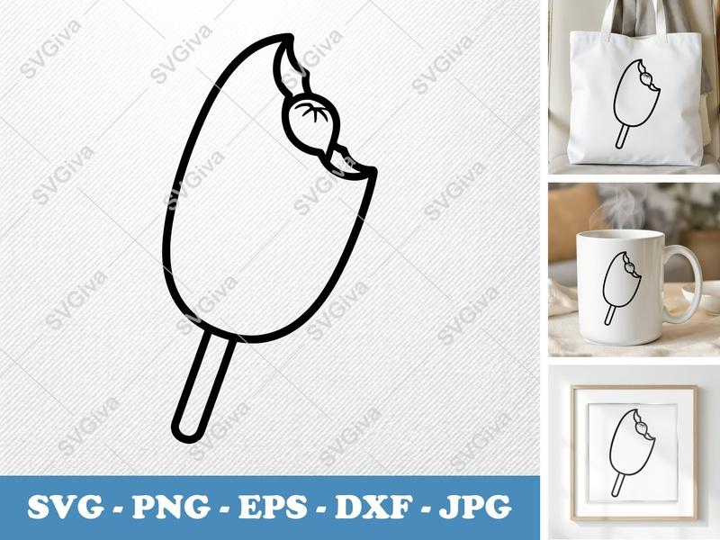 Corn Dog SVG | Bitten Outline Cut File | Modern Food Graphic | PNG EPS DXF for Cricut, Silhouette, Vector Art