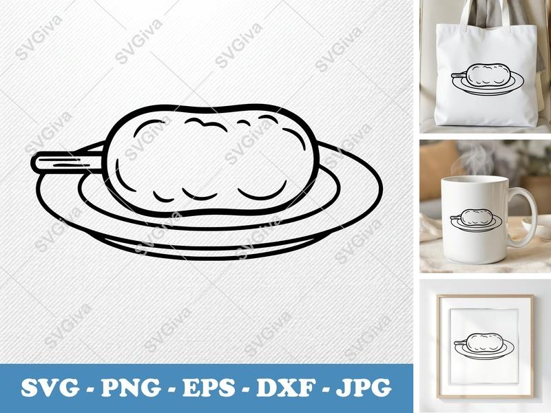 Corn Dog SVG, Food Clip Art, Modern Snack Design, PNG EPS DXF for Cricut & Silhouette, Digital Download