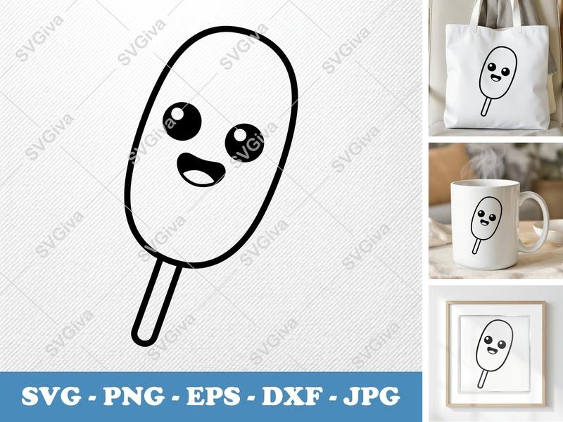 Corn Dog SVG | Kawaii Happy Face | Foodie Cut File | PNG EPS DXF | Cricut Silhouette Design | Modern Snack Vector