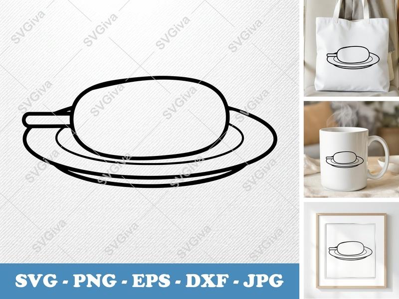 Corn Dog SVG, Modern Outline Plate Design, PNG EPS DXF, Cricut Silhouette Cut File, Food Lover Clipart, Digital Download