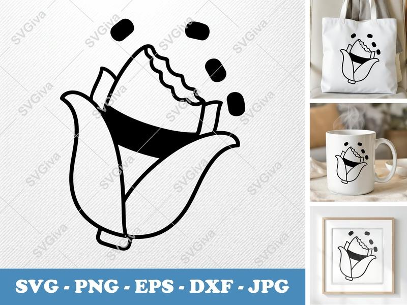 Corn Partially Eaten SVG | Kawaii Corn SVG PNG DXF EPS Cricut Silhouette