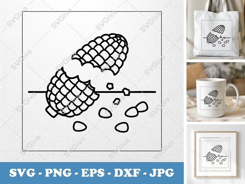Corn SVG Broken Cob Outline, Modern Farm Harvest Clipart, PNG EPS DXF for Cricut & Silhouette, Digital Cut File