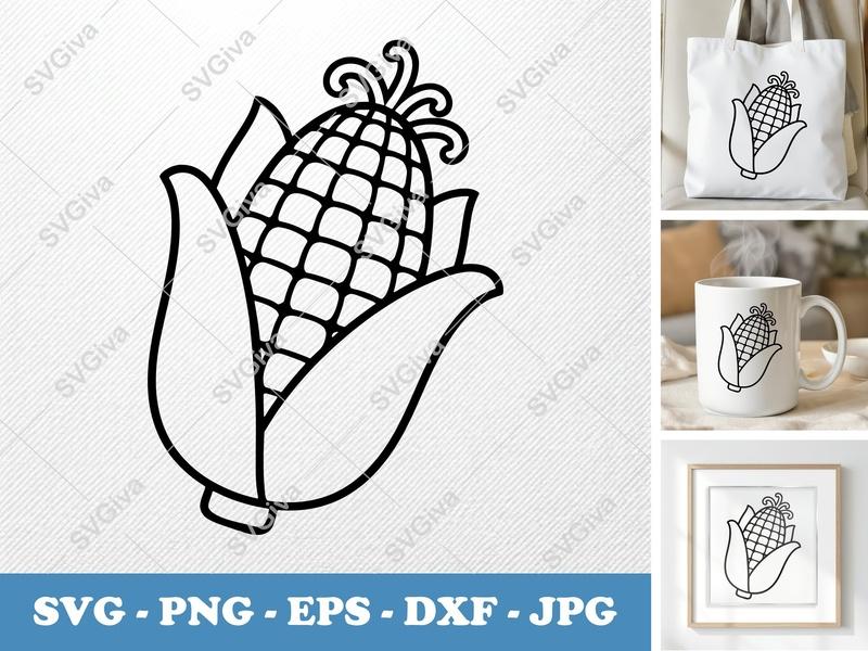 Corn SVG | Soft Puffy Corn on the Cob Cut File PNG DXF EPS Cricut Silhouette