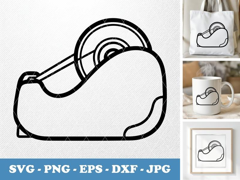 Correction Tape in side view profile SVG Line Art, Rounded Body Bean Shaped Outline, PNG EPS DXF for Cricut Silhouette