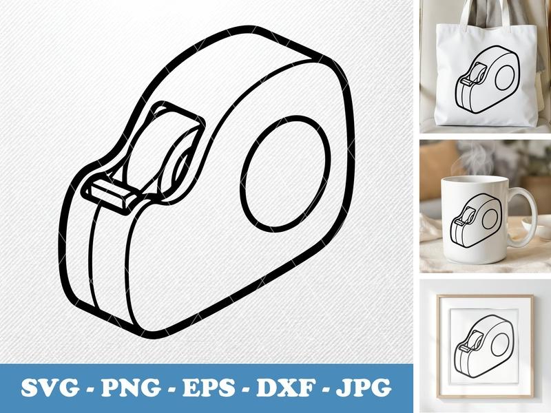 Correction Tape isometric angle SVG | Rounded Body, White Circle, Bean-Shaped | PNG EPS DXF for Cricut Silhouette