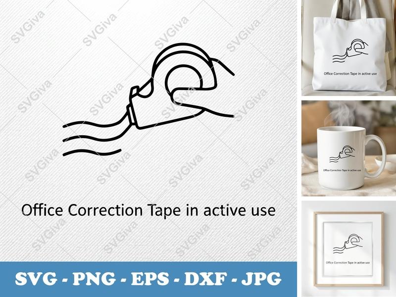 Correction Tape SVG | Modern Clean Design | Hand Using Wavy Line | PNG EPS DXF | Cricut Silhouette Cut File