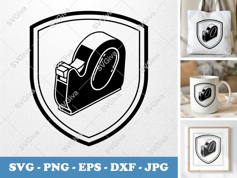 Correction Tape SVG | Modern Shield Icon, School Supply | PNG EPS DXF for Cricut Silhouette