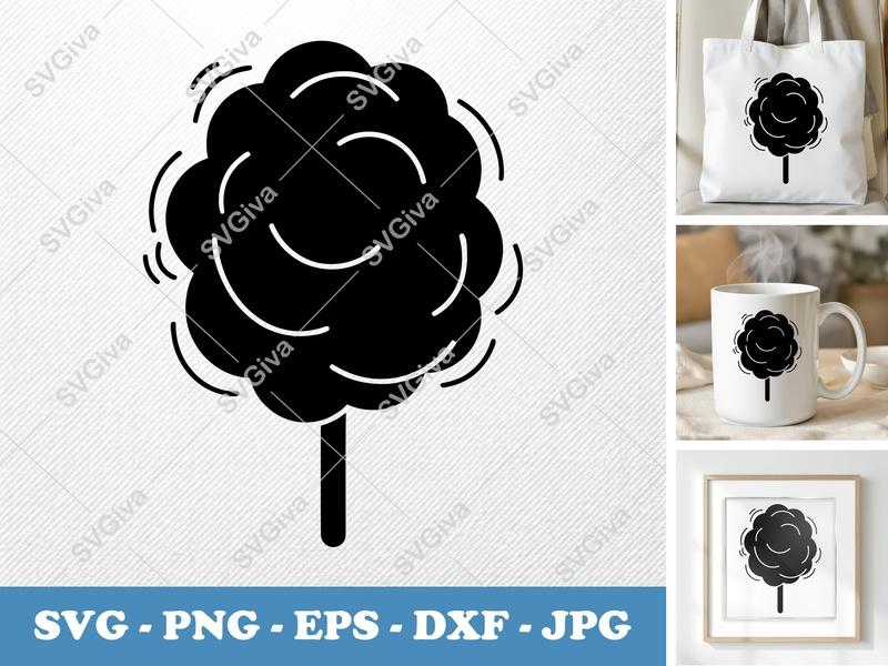 Cotton Candy SVG Cut File | Modern Clean Design, Sweet Treat PNG EPS DXF for Cricut & Silhouette Machines