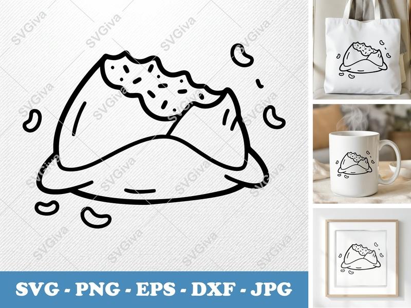 Crab Rangoon SVG | Modern Clean Design, Bitten Food Clipart | PNG EPS DXF | Cricut Silhouette Cut File