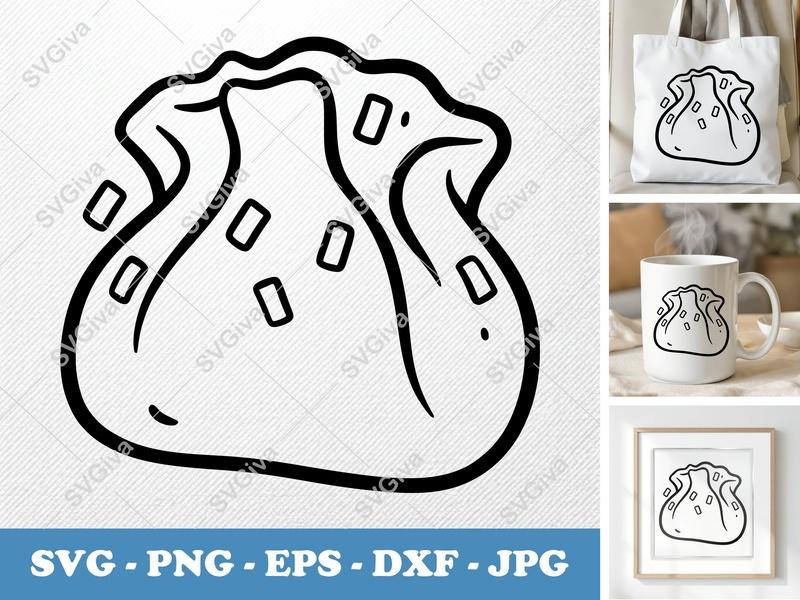 Crab Rangoon SVG | Modern Clean Design | Food Outline Cut File | PNG EPS DXF for Cricut & Silhouette | Asian Snack Clipart
