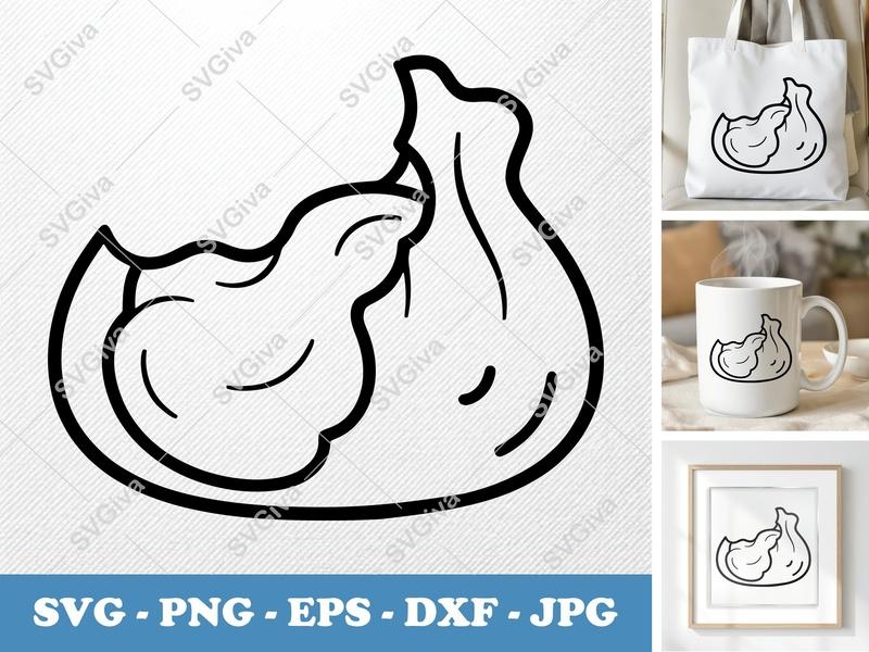 Crab Rangoon SVG | Modern Clean Line Art | PNG EPS DXF | Cricut Silhouette Cut File | Food Clipart Vector
