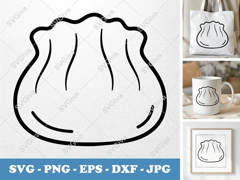 Crab Rangoon SVG | Modern Outline Dumpling PNG EPS DXF | Cricut Silhouette Cut File | Asian Food Clipart