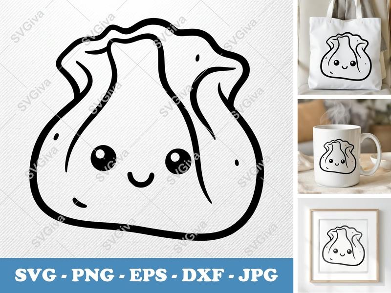 Crab Rangoon with Smiling Face SVG PNG DXF EPS | Kawaii Food Cut File Cricut Silhouette