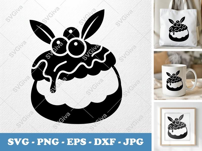 Cream Puff with Garnish SVG | Puffy Soft Forms | PNG DXF EPS | Cricut Silhouette Baking Dessert Cut File