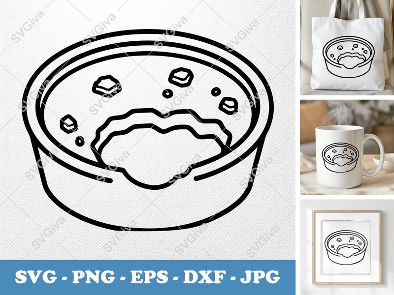 Crème Brûlée SVG | Dessert Cut File, Food Outline, Sweet Treat, EPS, DXF, PNG for Cricut & Silhouette