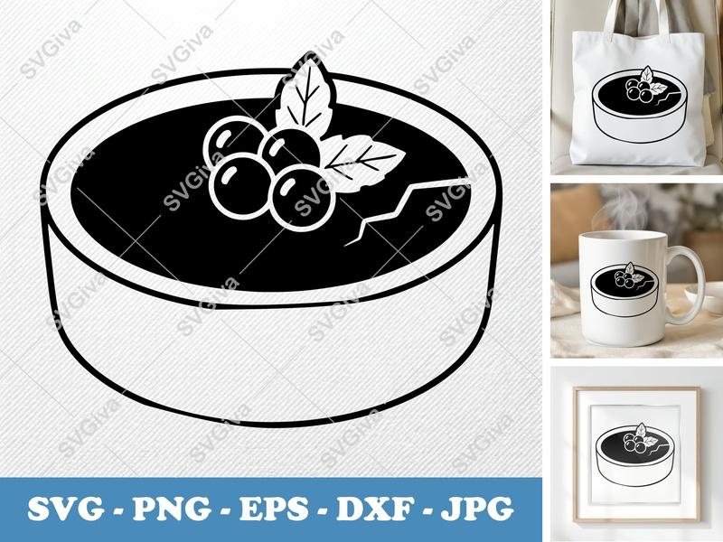 Crème Brûlée SVG | Dessert Icon Cut File | Modern Food PNG, EPS, DXF for Cricut & Silhouette