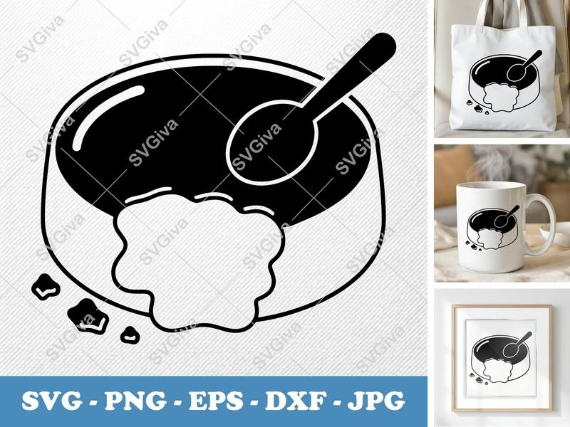 Crème Brûlée SVG | Dessert Spoon, Sweet Food | PNG EPS DXF | Cricut Silhouette Cut File