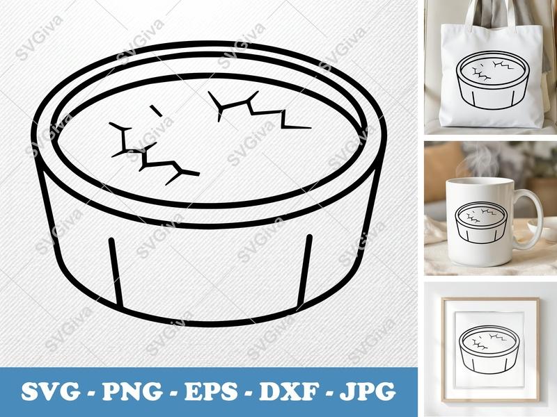 Crème Brûlée SVG | Modern Dessert Outline | PNG EPS DXF | Cricut Silhouette File | Sweet Treat Cut File