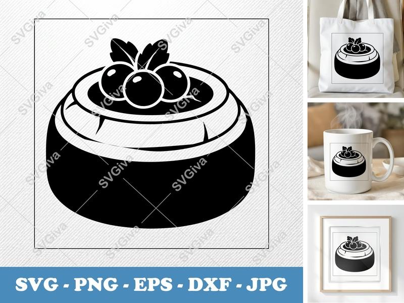 Crème Brûlée with Garnish SVG PNG DXF EPS | Dessert Food Cut File Cricut Silhouette