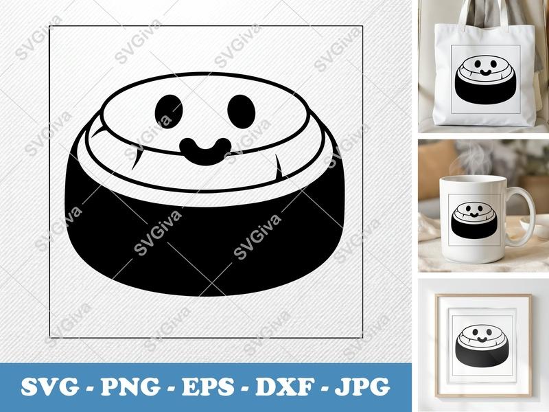 Crème Brûlée with Smiling Face SVG PNG DXF EPS | Kawaii Dessert Cut File for Cricut Silhouette