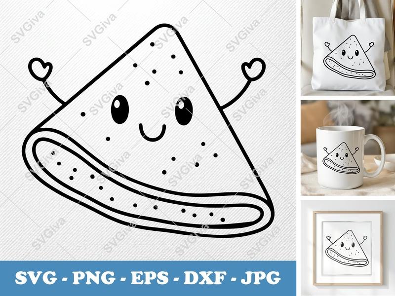 Crepes Kawaii SVG, Cute Food Clip Art, Breakfast Pancake EPS, DXF, PNG for Cricut & Silhouette, Happy Face Dessert