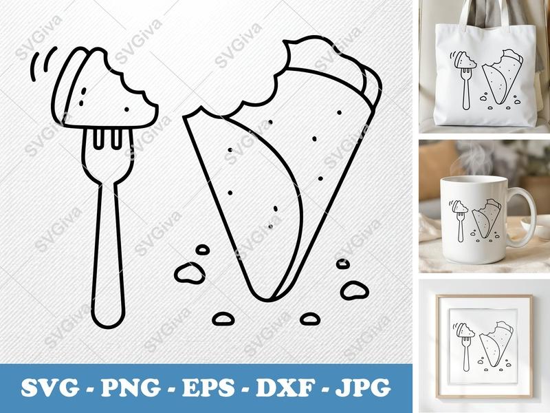 Crepes Partially Eaten SVG | Puffy Soft Shapes | Inflated Pillow Art | PNG DXF EPS | Cricut Silhouette Cut File