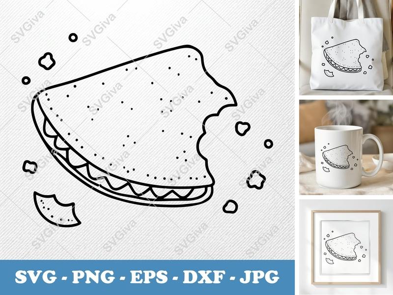Crepes SVG | Bitten Dessert Food Outline | Modern Breakfast Clip Art for Cricut, Silhouette | PNG EPS DXF Files