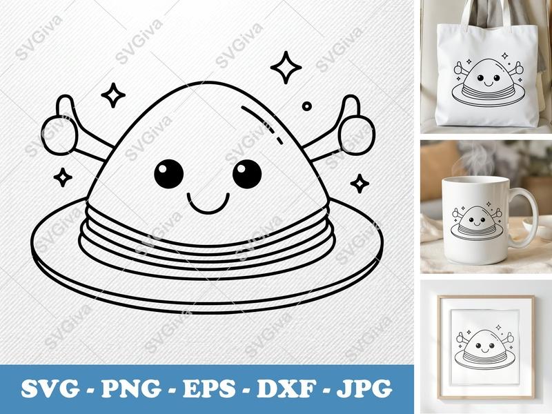Crepes SVG, Cute Kawaii Pancake Stack with Thumbs Up, Food Clipart, PNG EPS DXF for Cricut & Silhouette