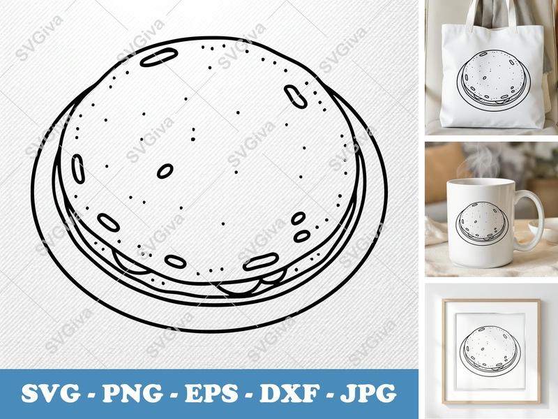 Crepes SVG | Modern Breakfast Food Clipart, Pancake Outline | PNG EPS DXF for Cricut & Silhouette, Kitchen Decor Cut File