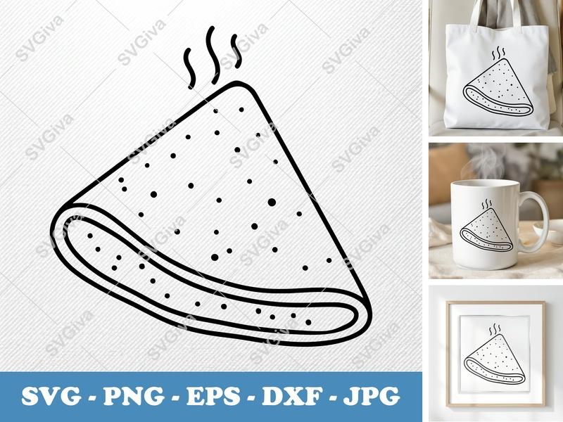 Crepes SVG | Modern Folded Pastry Cut File | Hot Dessert PNG EPS DXF for Cricut, Silhouette