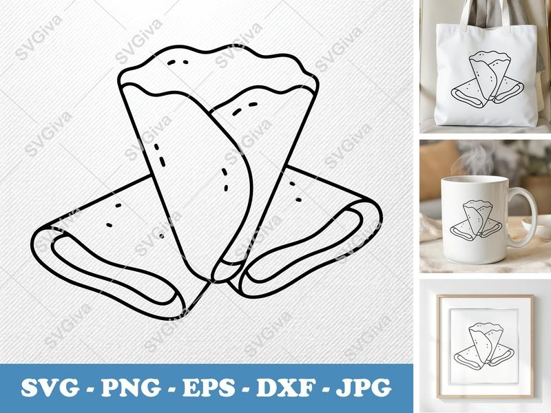 Crepes SVG | Puffy Soft Shapes | Inflated Food Clipart | PNG DXF EPS | Cricut Silhouette Kitchen Decor