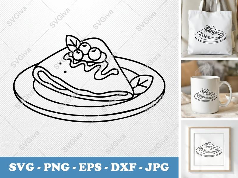 Crepes with Garnish SVG | Friendly Bean-Shaped Design | PNG DXF EPS | Cricut Silhouette File