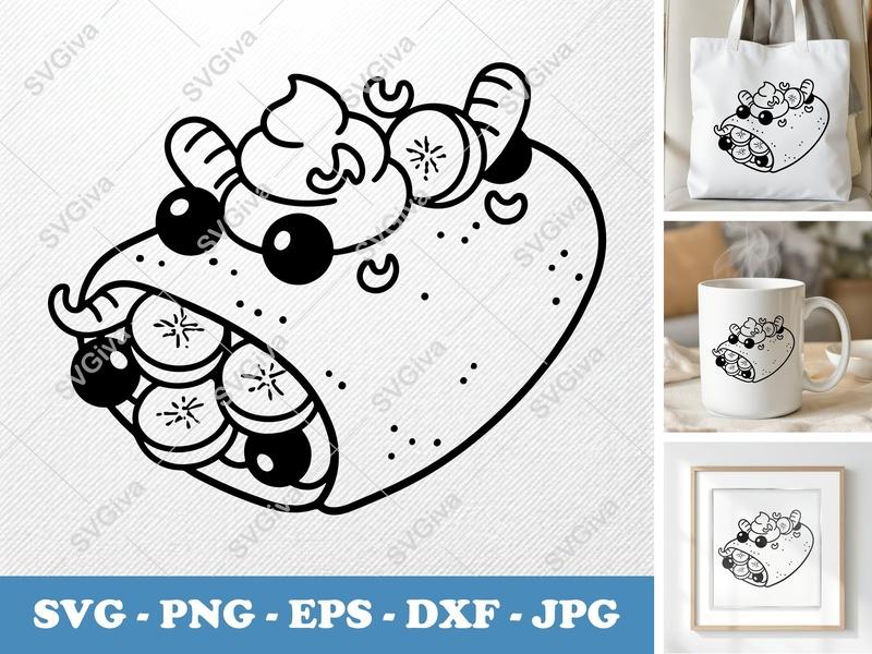 Crepes with Garnish SVG | Puffy, Pillow-Soft Food Art | PNG DXF EPS | Cricut Silhouette File