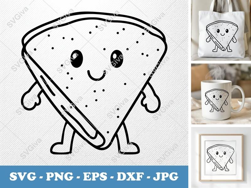 Crepes with Smiling Face SVG | Rounded Friendly Bean-Shaped Cut File | PNG DXF EPS for Cricut Silhouette
