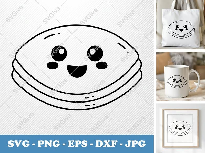 Crepes with Smiling Face SVG | Soft Puffy Pillow Forms | PNG DXF EPS | Cricut Silhouette Cut File