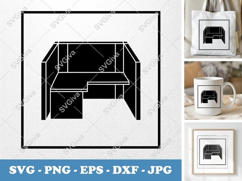 Cubicle classic svg icon | Solid Black Fill, White Contour | SVG, PNG, EPS, DXF | Cricut, Silhouette Cut File